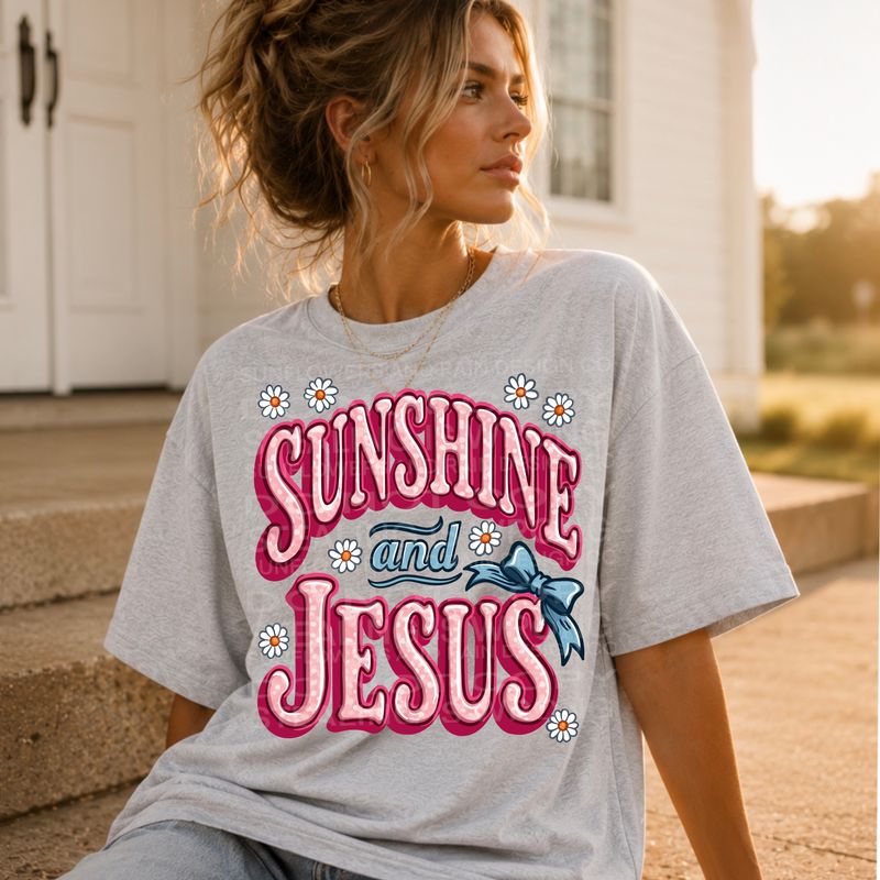 Sunshine and Jesus  png file for sublimation and dtf shirts. Digital download only.