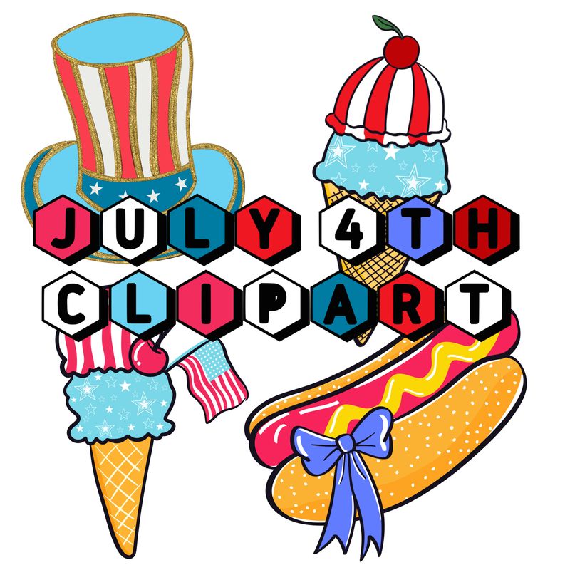 4th of July clipart hand drawn png file for sublimation and dtf shirts. Digital download only.