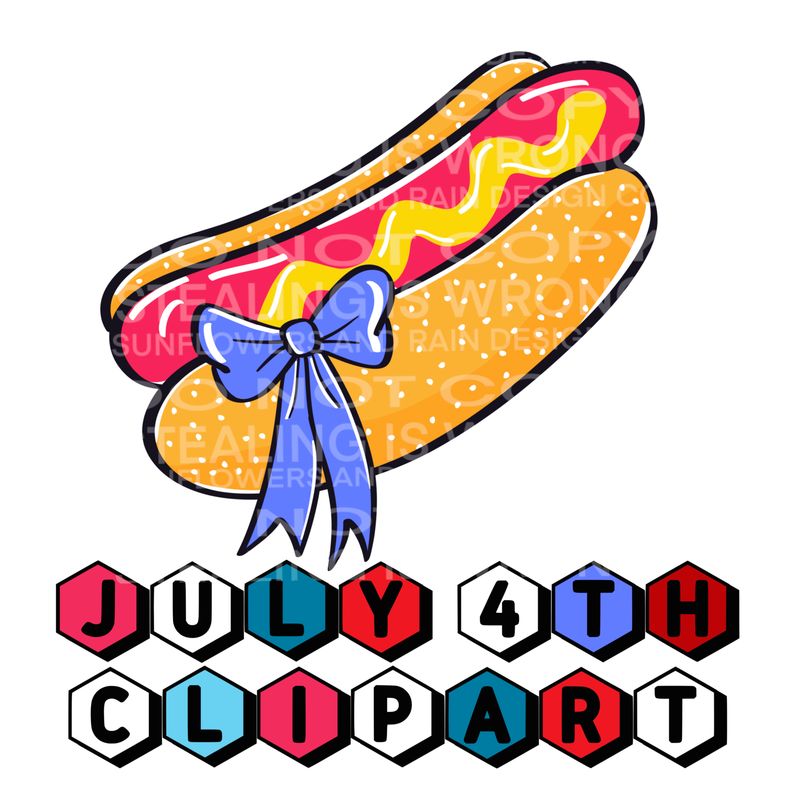 4th of July clipart hand drawn png file for sublimation and dtf shirts. Digital download only.