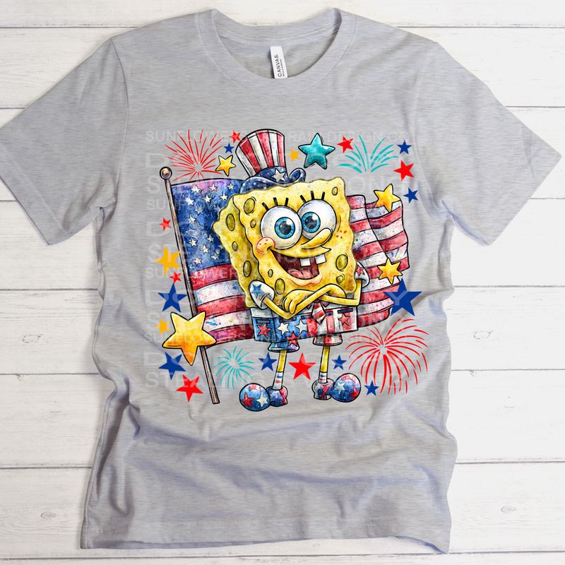 SpongeBob 4th of July  png file for sublimation and dtf shirts. Digital download only.