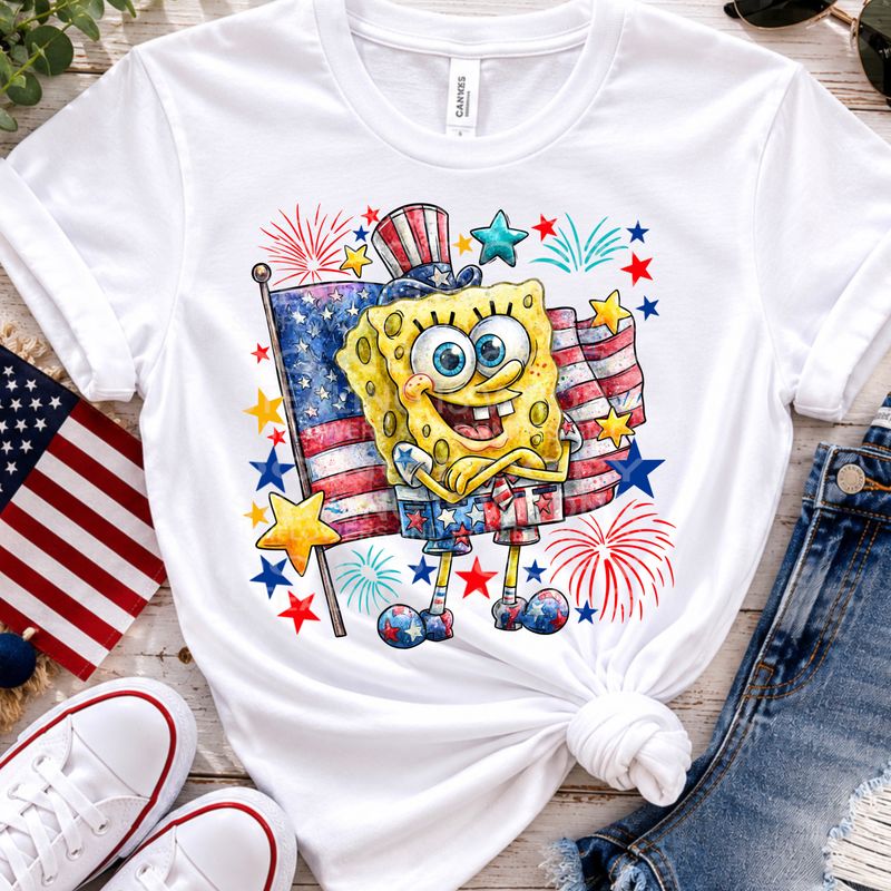 SpongeBob 4th of July  png file for sublimation and dtf shirts. Digital download only.