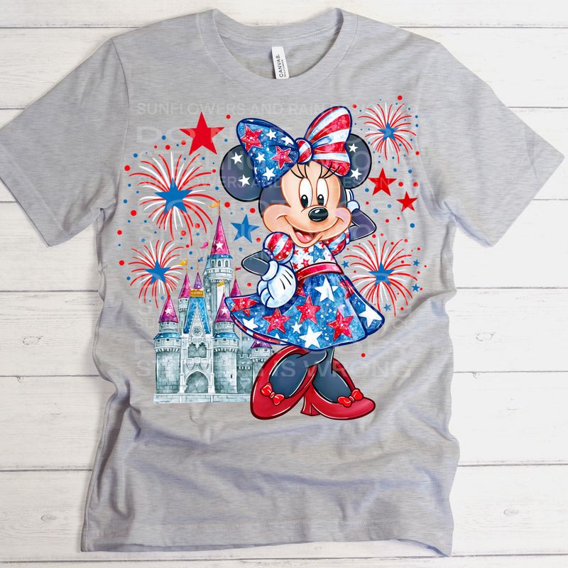 Minnie 4th of July  png file for sublimation and dtf shirts. Digital download only.