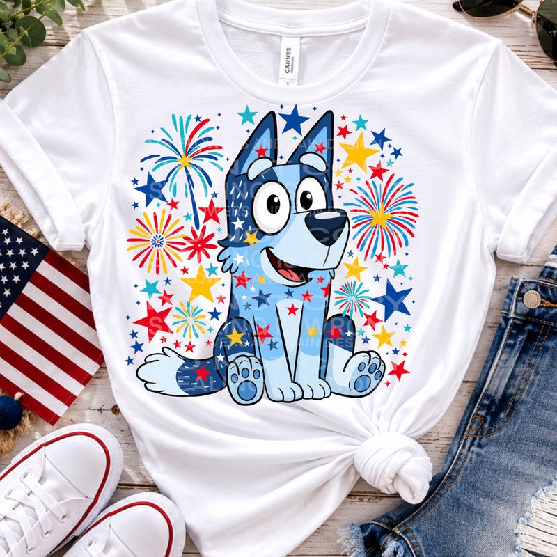 Bluey 4th of July  png file for sublimation and dtf shirts. Digital download only.