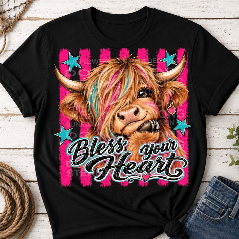 Bless your heart, highland cow png file.