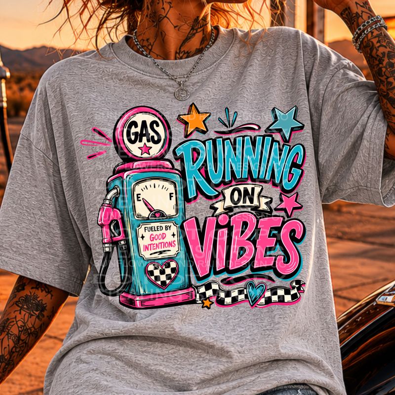 Running on vibes, gas station, png file.