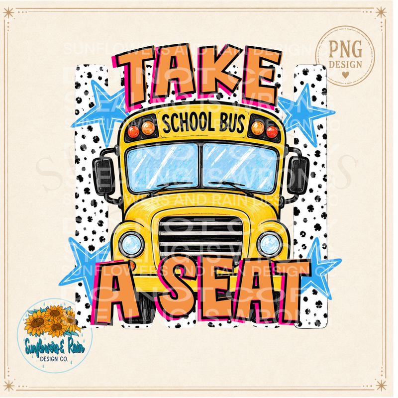 Take a seat, school bus png file.
