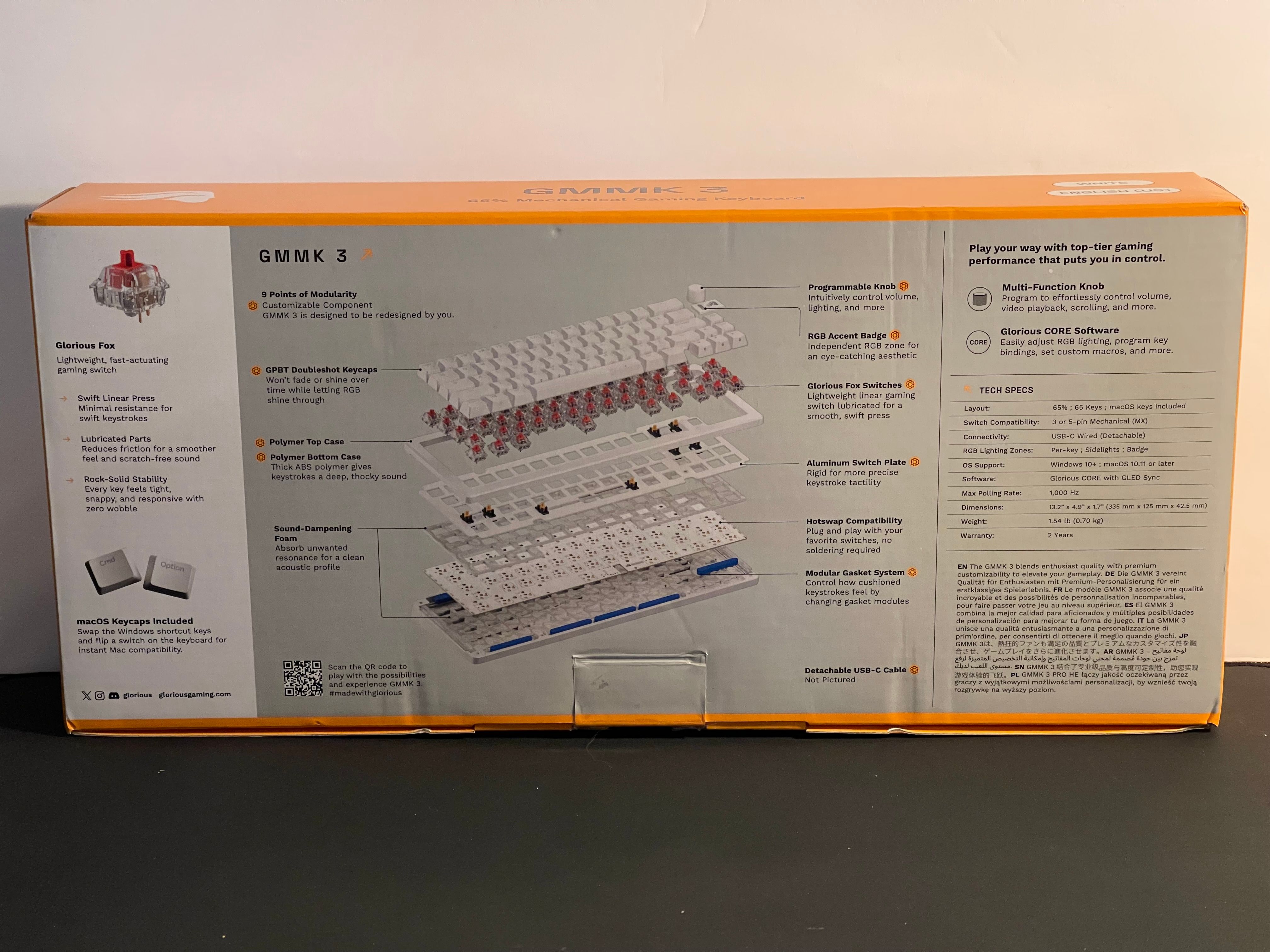 Glorious GMMK 3 65% Wired Mechanical Gaming Keyboard with Hot-swappable Switches