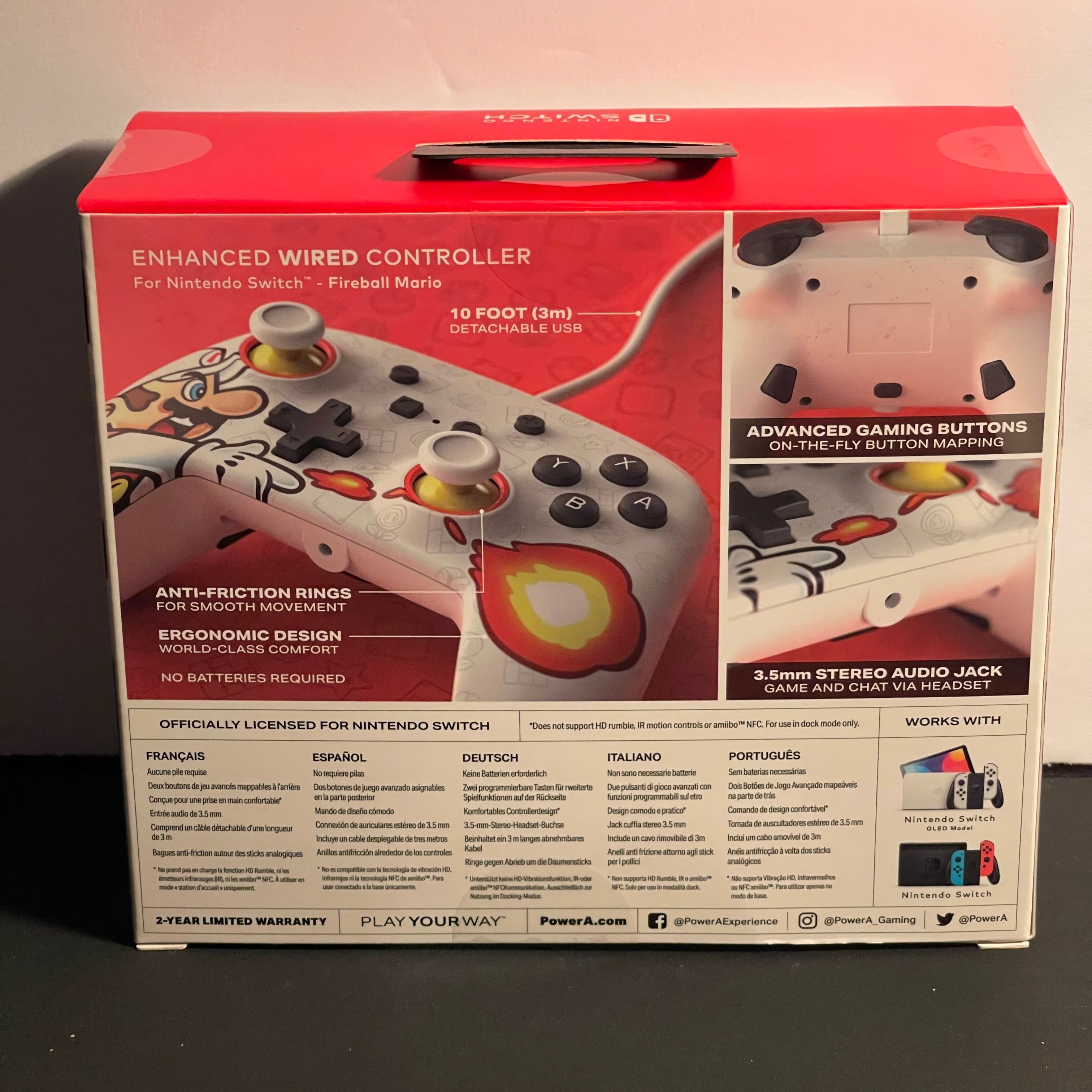 PowerA Enhanced Wired Controller | Switch | Mario Fireball | Brand New