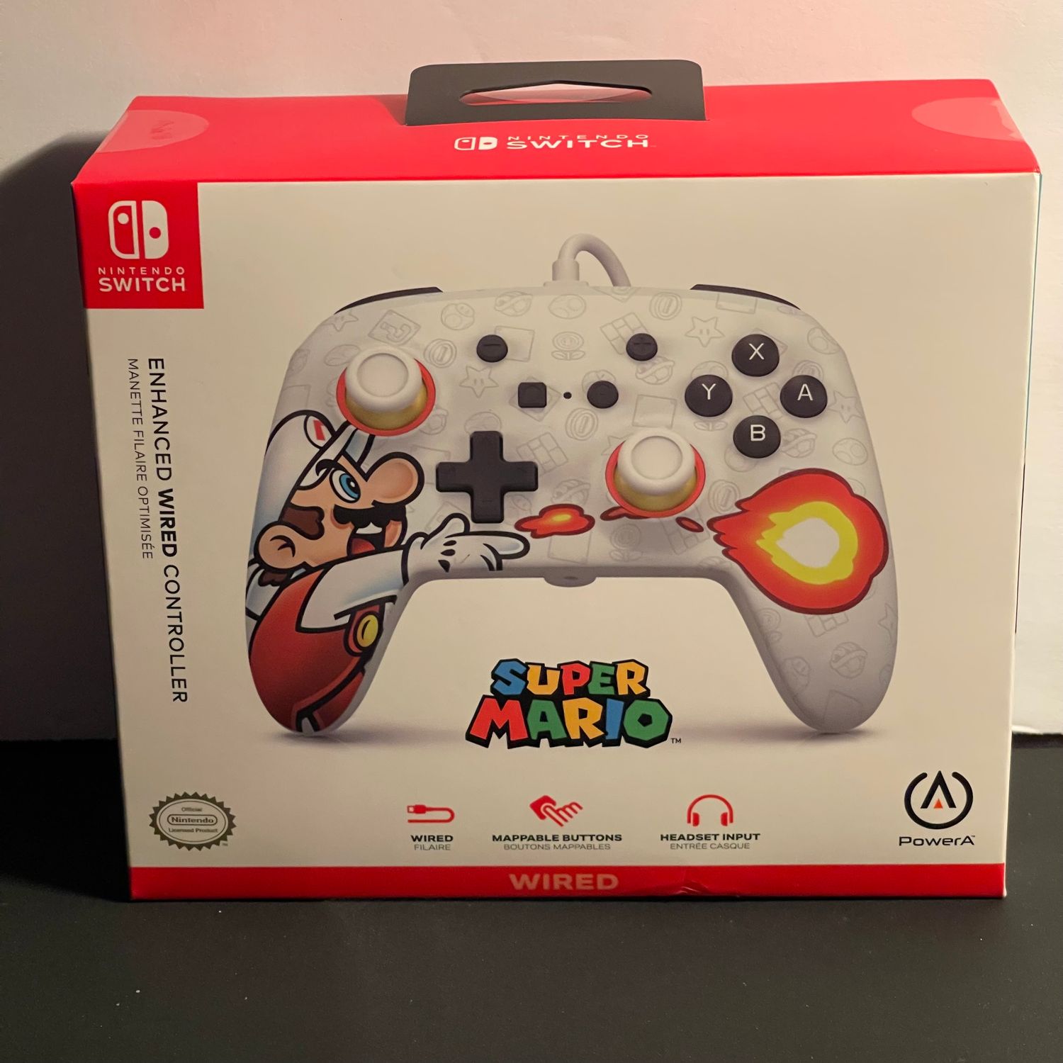 PowerA Enhanced Wired Controller | Switch | Mario Fireball | Brand New
