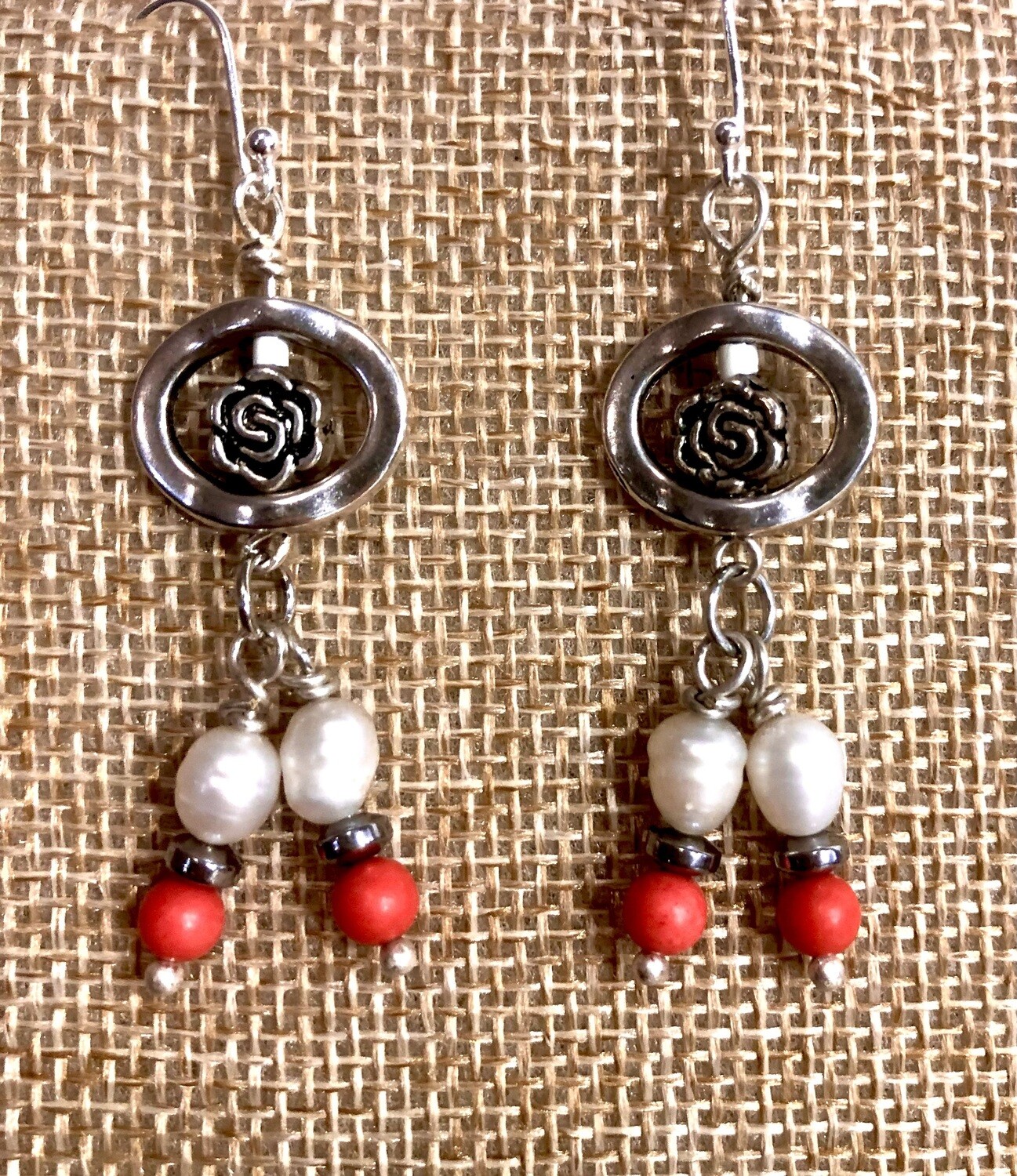Earrings - A Rose and A Pearl