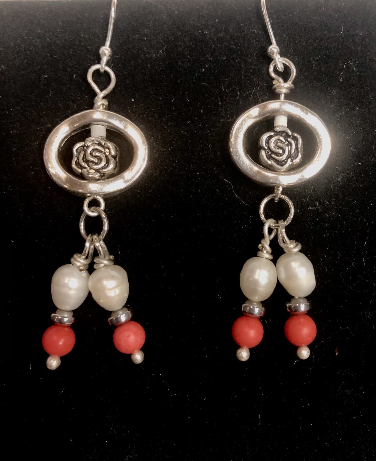 Earrings - A Rose and A Pearl