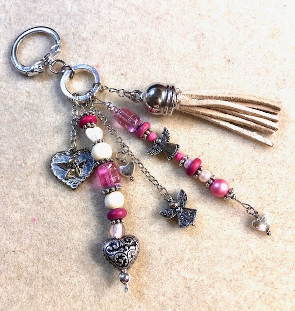 Pink Hearts &amp; Angels - Purse Charn