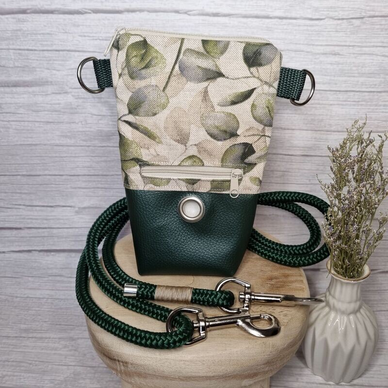 Gassi-Handy-Tasche Blätter grün