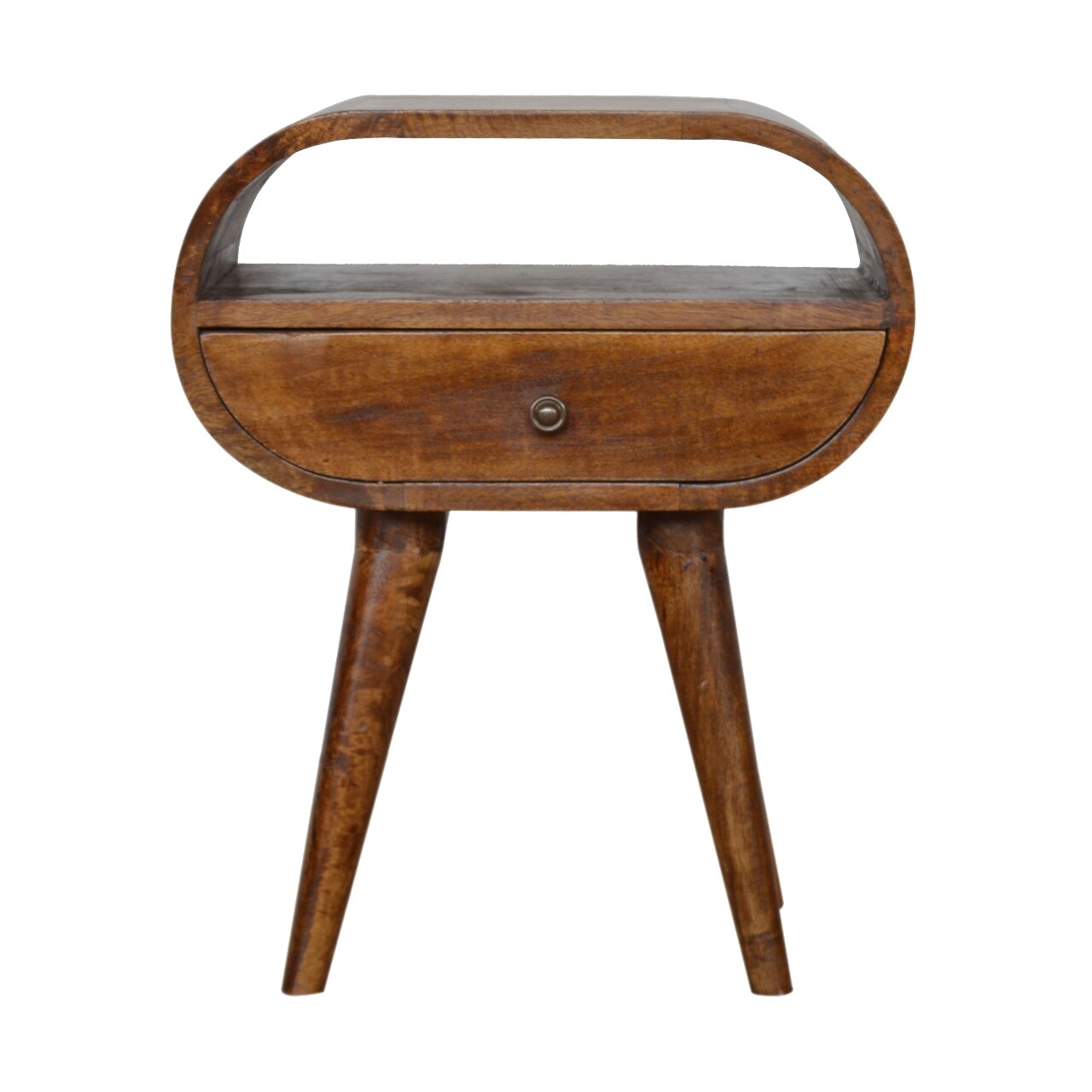 Chestnut Circular Bedside with Open Slot