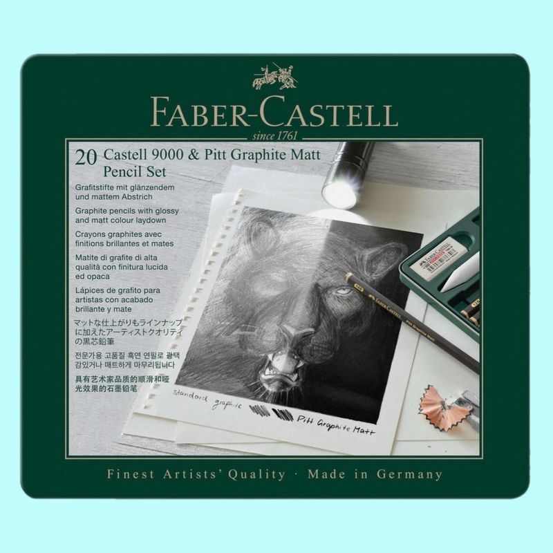 Faber Castell 9000 pencils with the Pitt Graphite Matt, Pencil Set