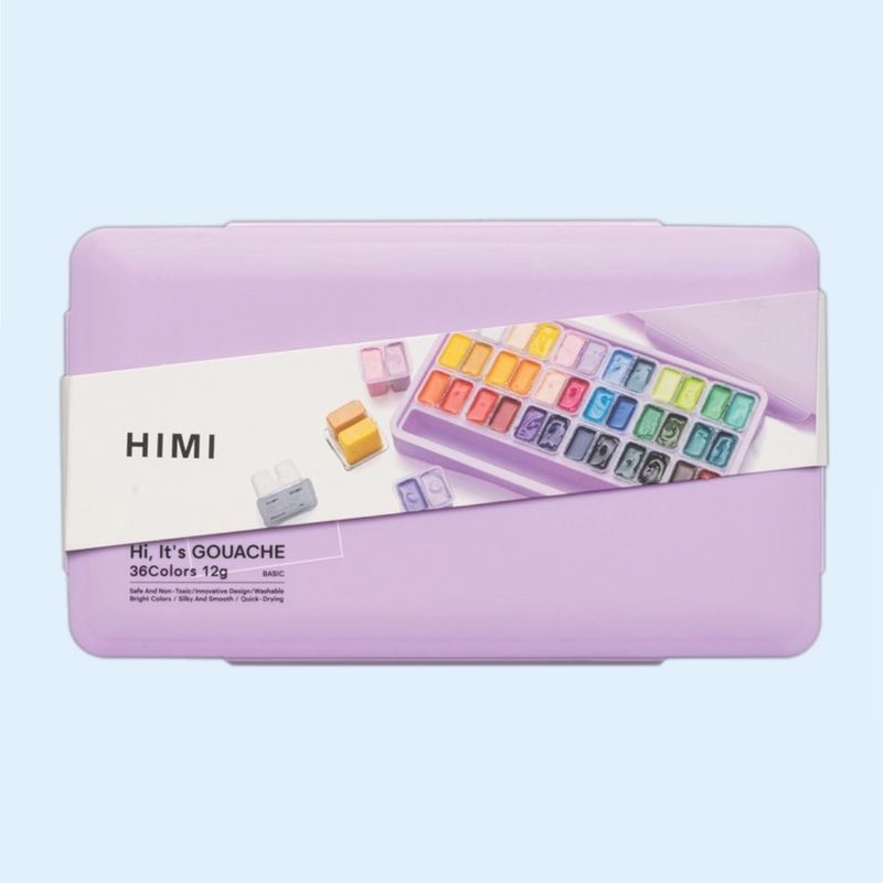 HIMI Twin Cup Gouache Set 36 Colours + 3 Brushes