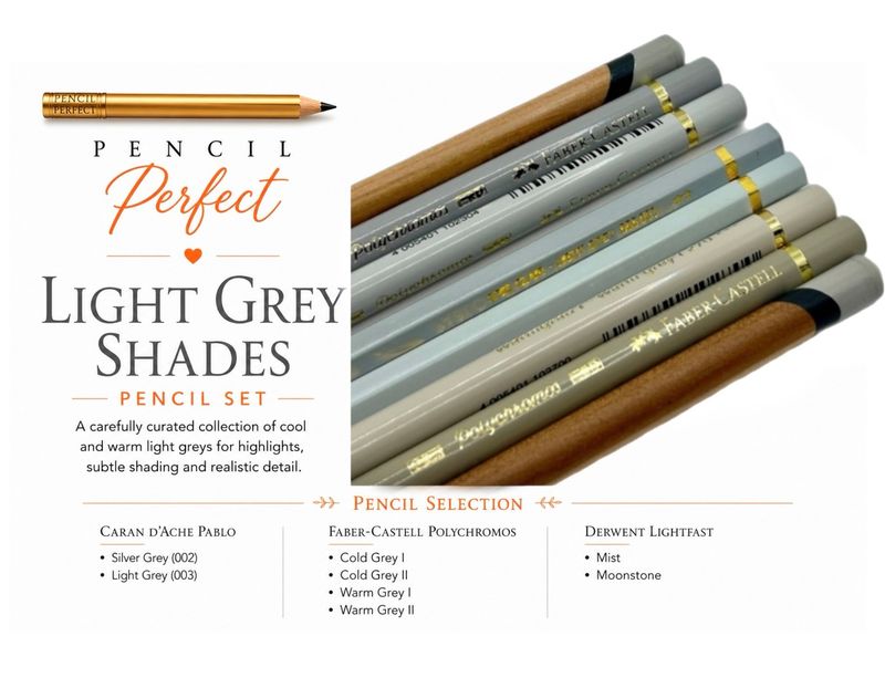 Mini Pencil Set - Light Grey Shades