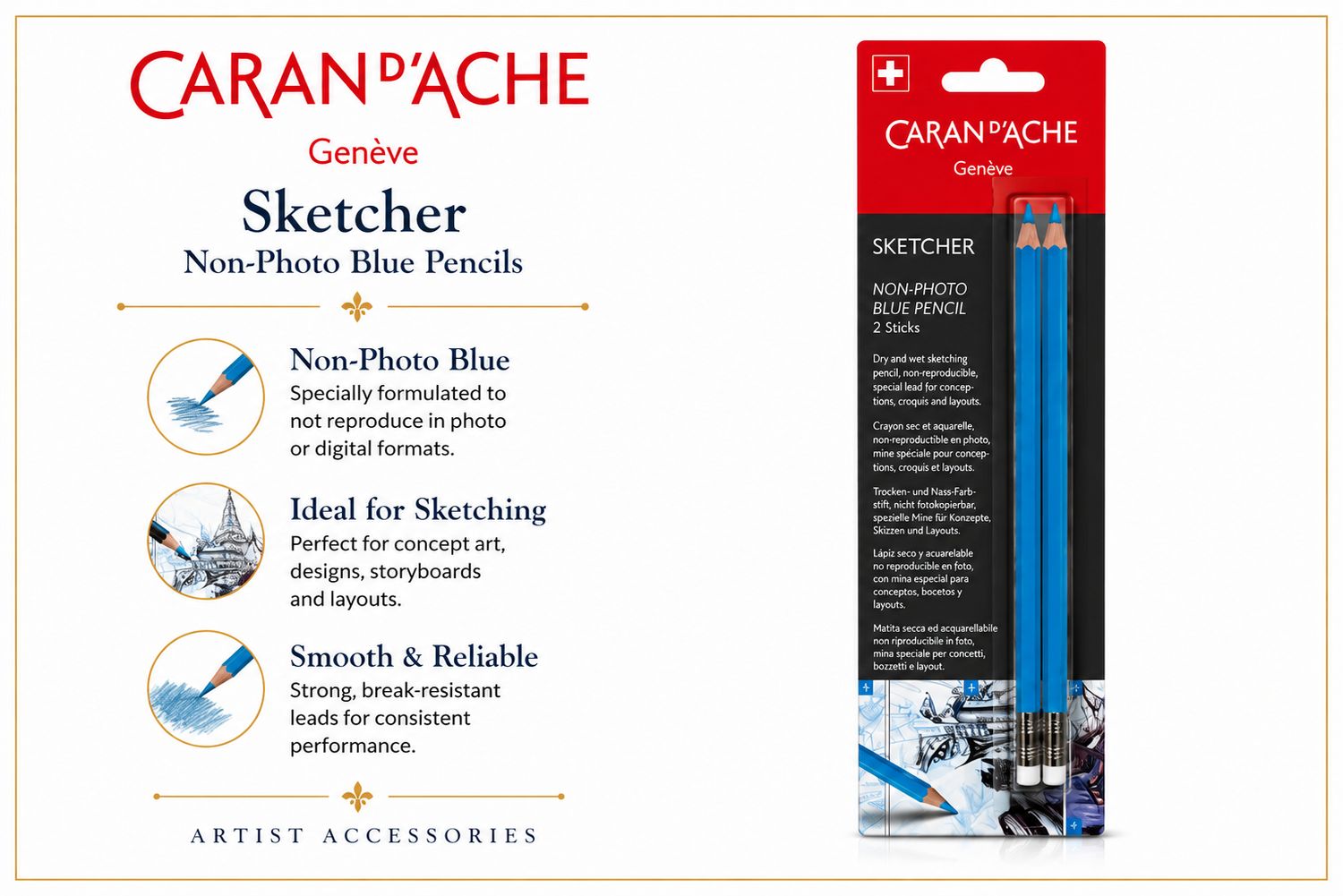 Caran D’Ache Sketcher Non Photo Blue x2