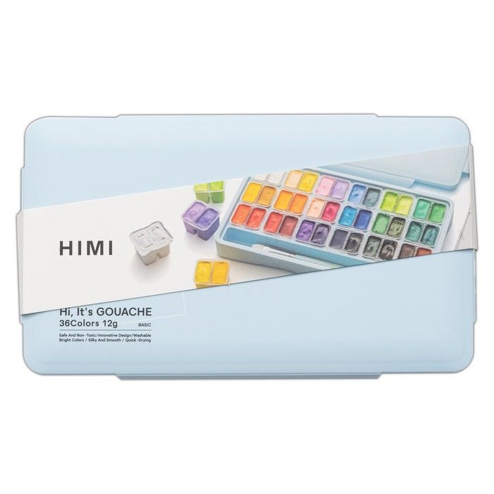 HIMI Twin Cup Gouache Set 36 Colours + 3 Brushes