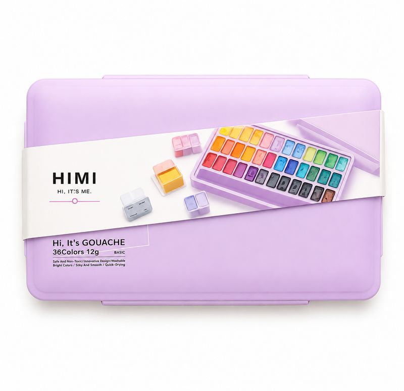 HIMI Twin Cup Gouache Set 36 Colours + 3 Brushes