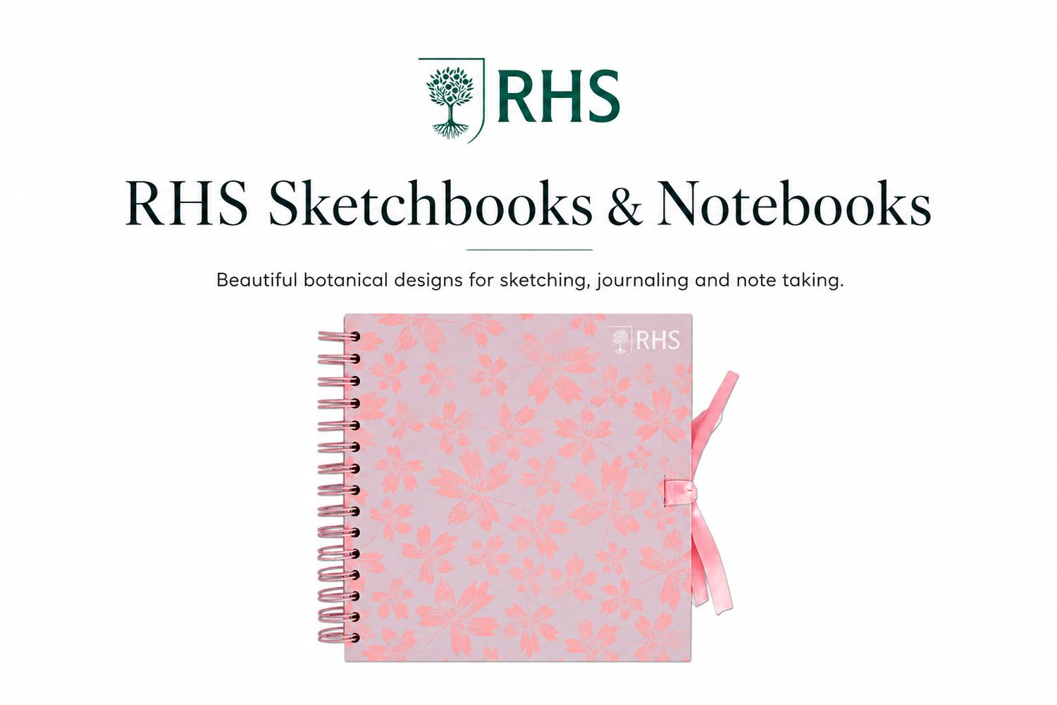 ​RHS bring you this stunning Wiro Bound Hardback Sketchbook 8" x 8" - Leaves