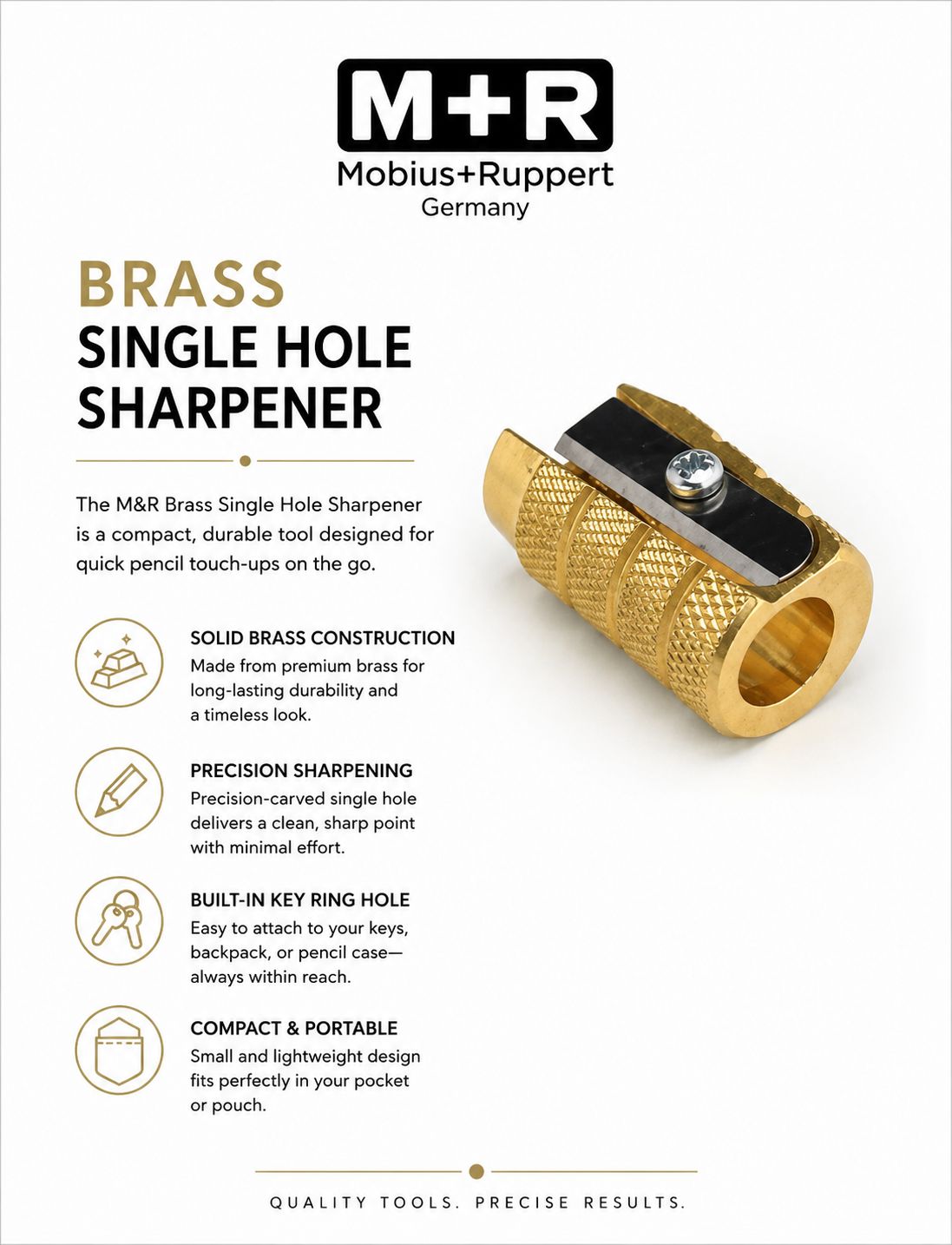 M+R Brass Metal Sharpener