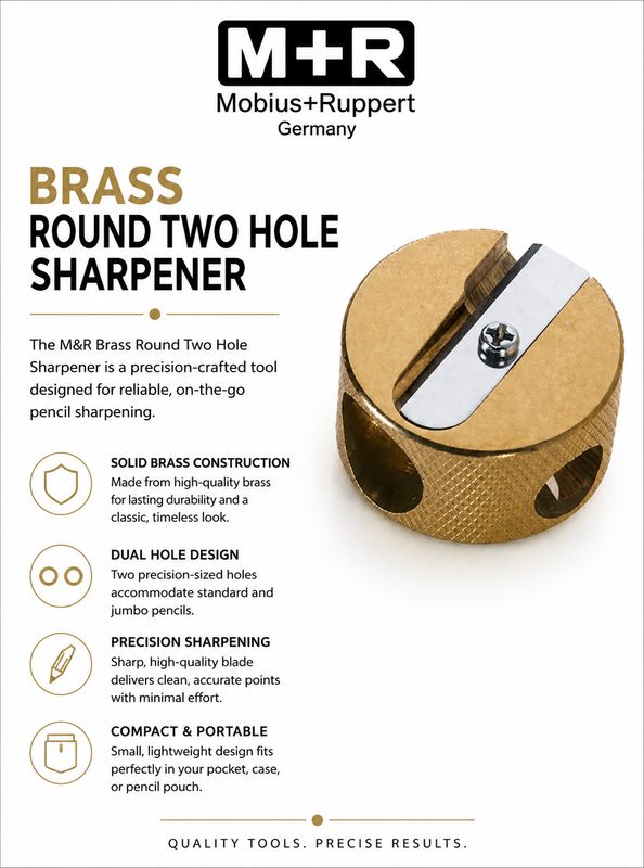 M&amp;R Brass Round TWO Hole Sharpener - Mobius &amp; Ruppert