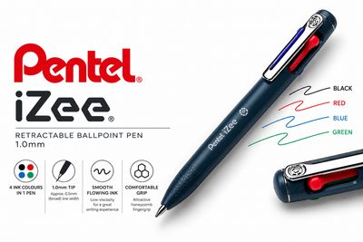 Pentel iZee 4 Colour Retractable Ballpoint Pen 1.0mm