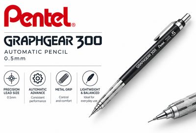 Pentel GraphGear 300 Automatic Pencil – Black 0.5mm