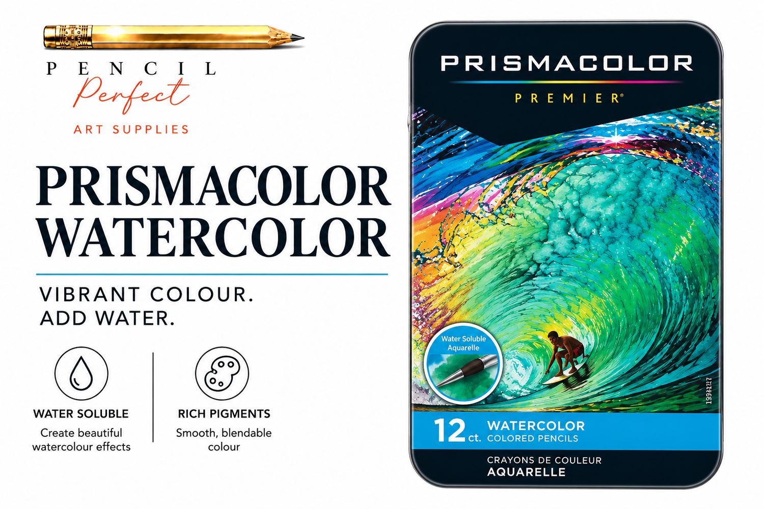​Prismacolor Premier Watercolor Pencils – 12 Tin