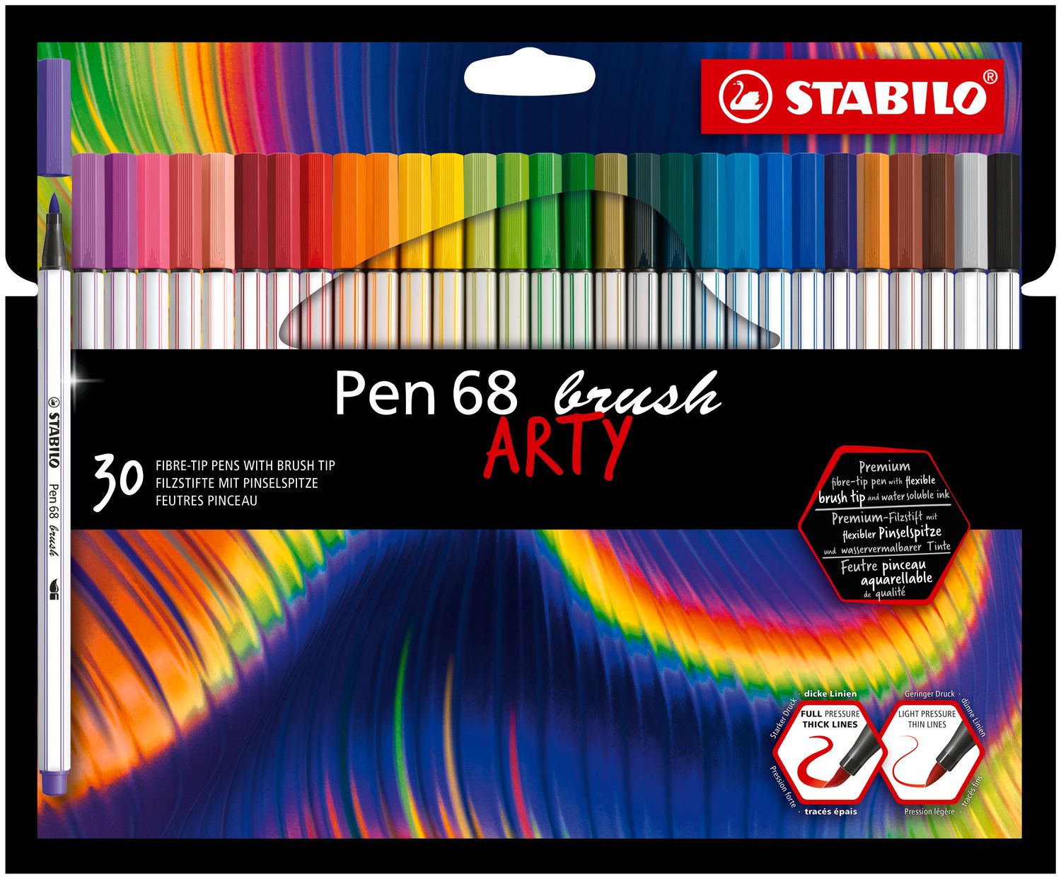 STABILO ARTY PEN 68 BRUSH WALLET OF 30 ASSORTED COLOURS