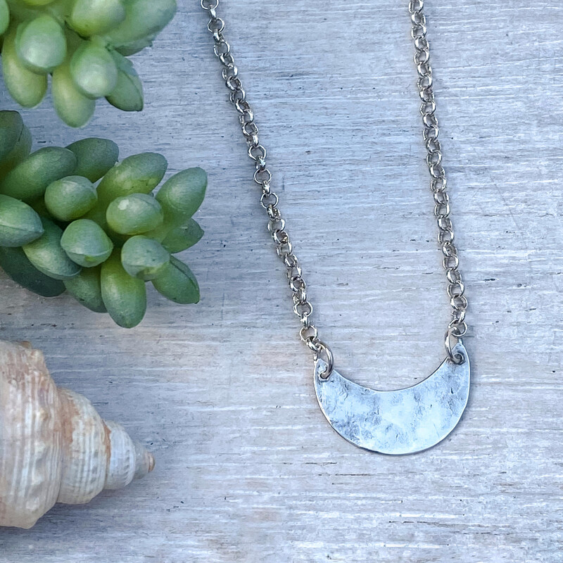 Sterling silver crescent moon necklace - Small
