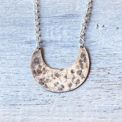 Sterling silver crescent moon necklace - Large