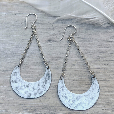 Sterling silver crescent moon earrings - Large