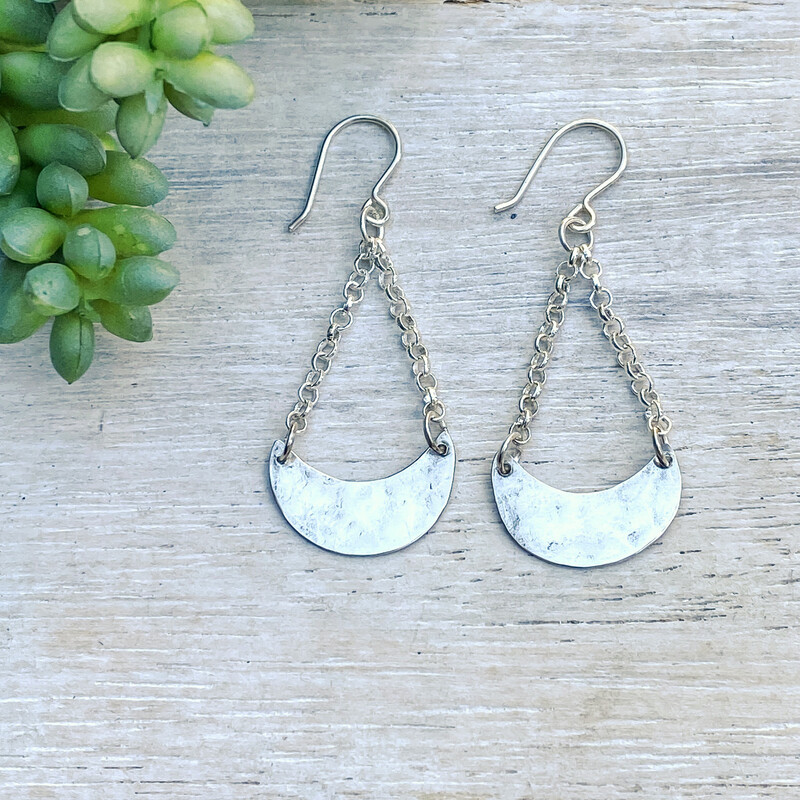 Sterling silver crescent moon earrings - Small