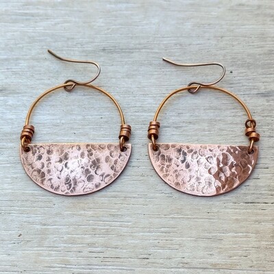 Copper half-moon earrings