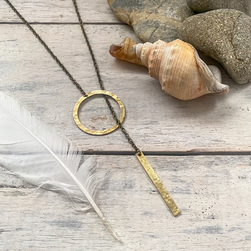 Brass lariat necklace