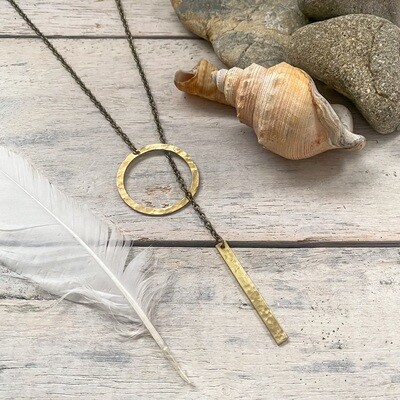 Brass lariat necklace