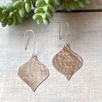 Sterling Silver Ogee dangle earrings - Hammered
