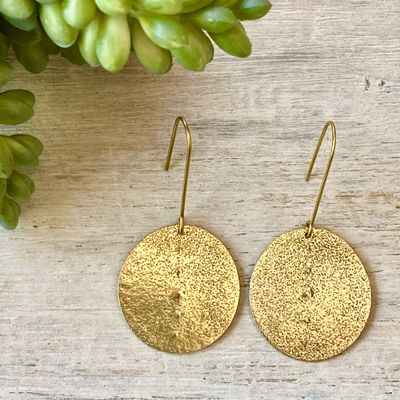 Brass studded rustic earrings
