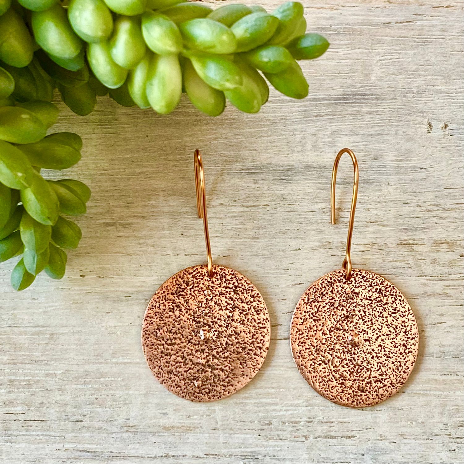 Copper studded rustic earrings