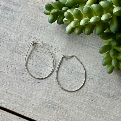 Sterling silver teardrop hoop earrings - Small