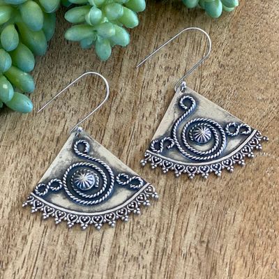 Sterling silver swirl fan earrings