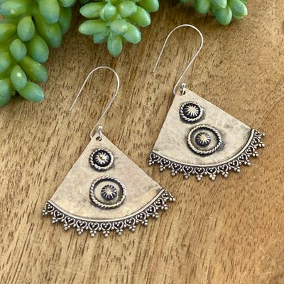 Sterling silver hammered fan earrings