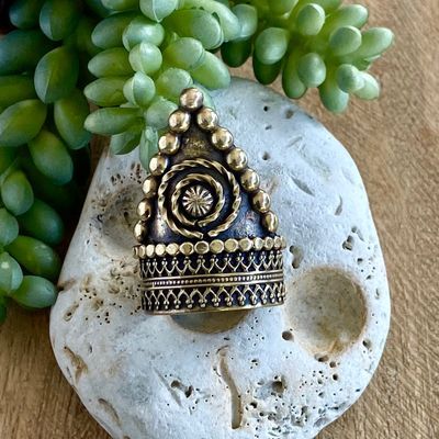 Brass triangle tribal statement ring #1 - Adjustable