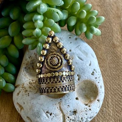 Brass triangle tribal statement ring #2 - Adjustable
