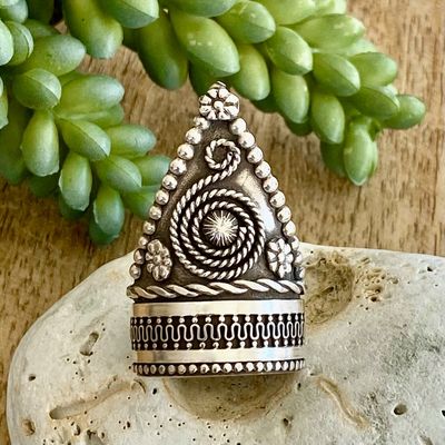 Sterling Silver triangle tribal statement ring #1 - Adjustable
