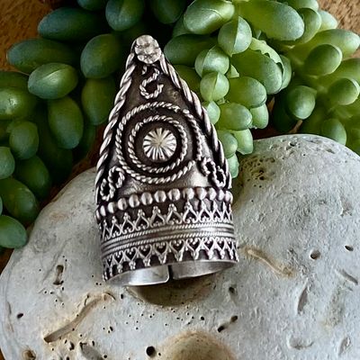 Sterling Silver triangle tribal statement ring #2 - Adjustable