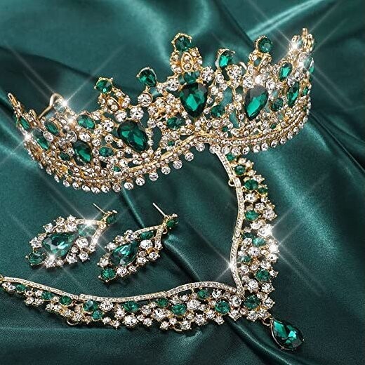 Swarovski Crystal Rhinestone Bling Tiara Set: Necklace &amp; Earrings