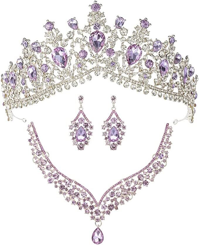 Swarovski Crystal Rhinestone Bling Tiara Set: Necklace &amp; Earrings